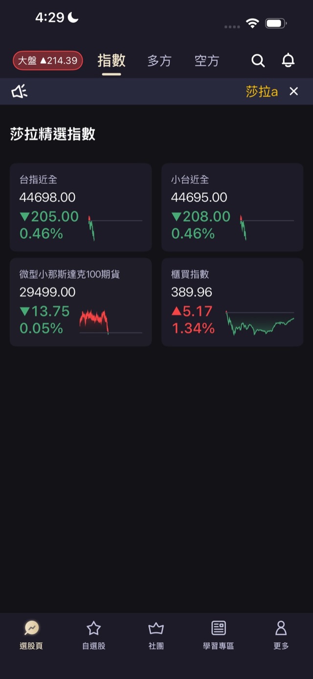 APP 精選指數頁